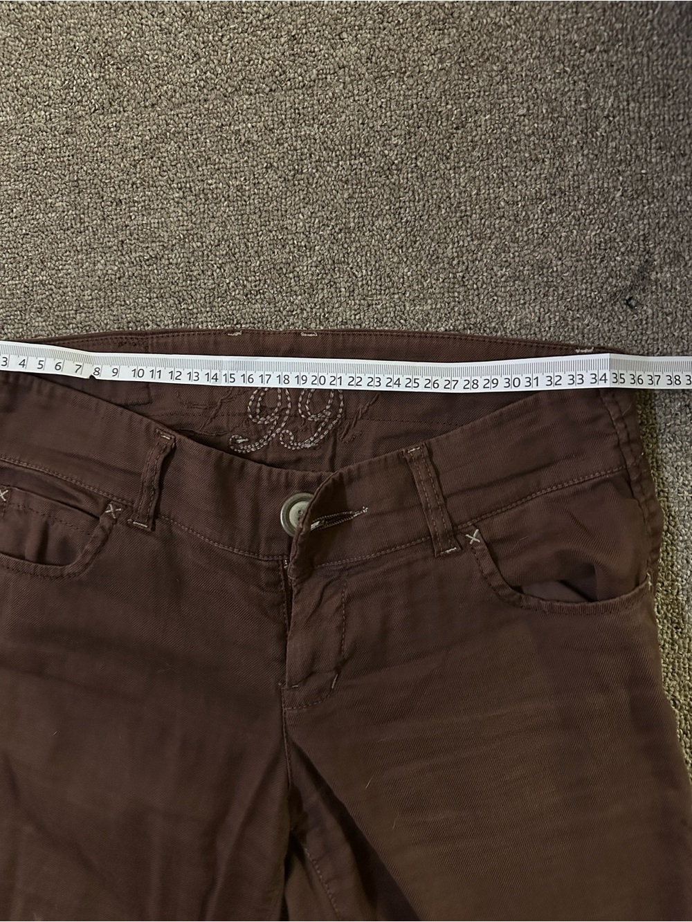 2007 Level 99 Brown low Rise Pants with Embroidered Waistband size 26